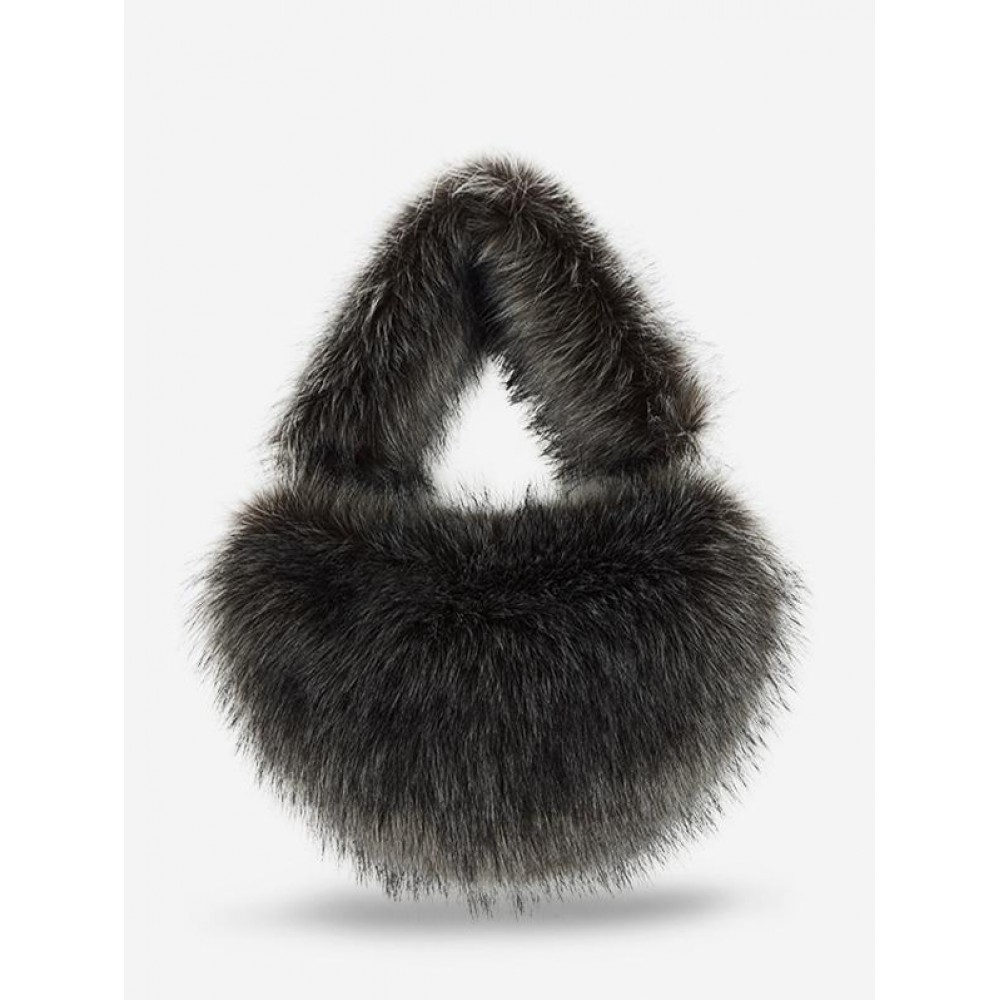Women's Fashion Winter Fluffy Fur Semicircular Heart Shape Tie Dye Tote Bag Women's Fashion Winter Fluffy Fur Semicircular Heart Shape Tie Dye Tote Bag