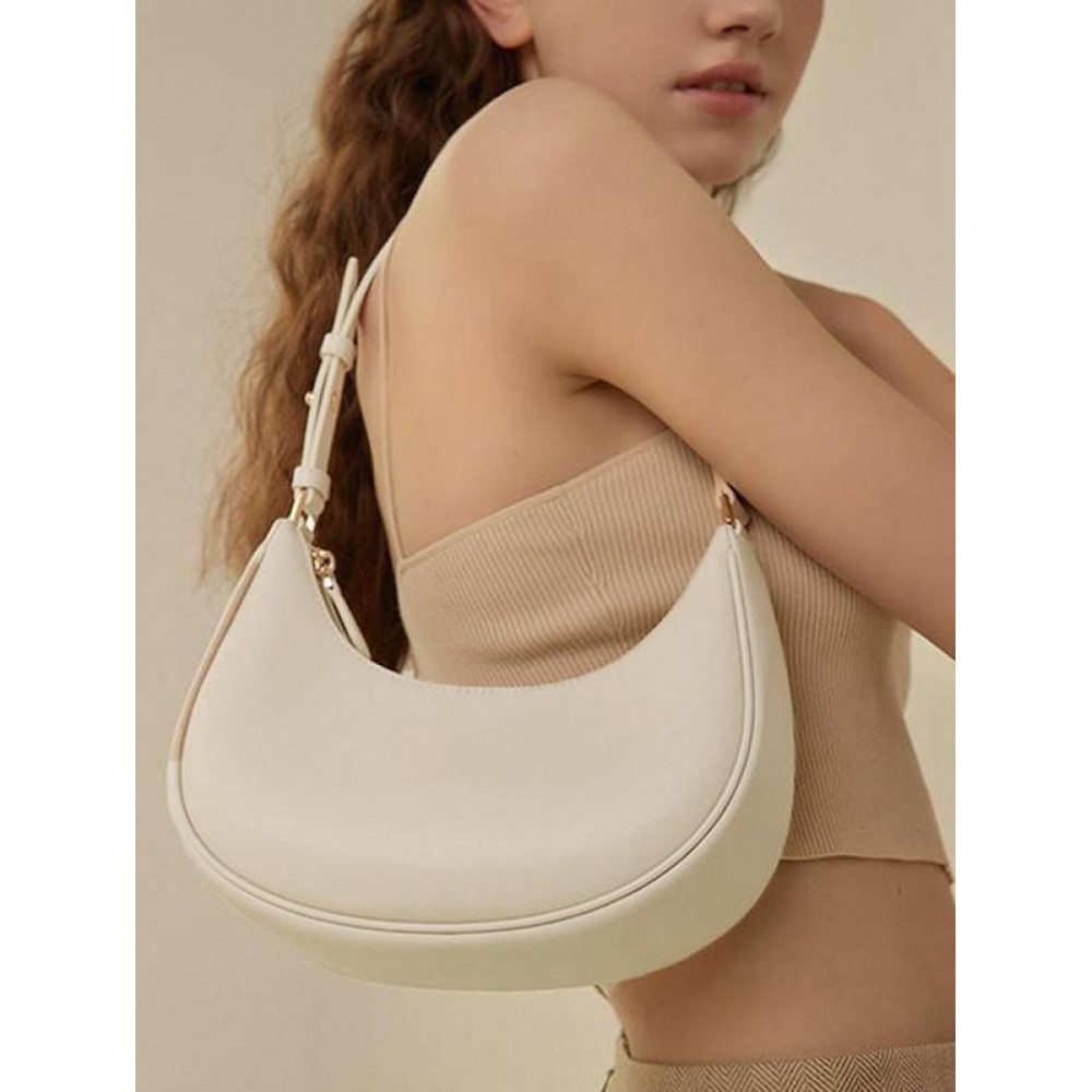 Women's Daily Minimalist Style Solid Color Half Moon Shape Underarm Baguette Shoulder Bag Women's Daily Minimalist Style Solid Color Half Moon Shape Underarm Baguette Shoulder Bag