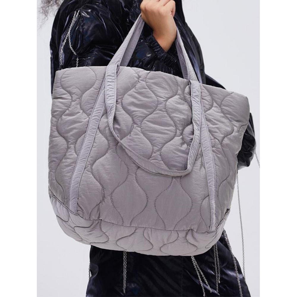 Women's Daily Casual Solid Color Puffer Quilted Oversized Tote Shoulder Bag Women's Daily Casual Solid Color Puffer Quilted Oversized Tote Shoulder Bag