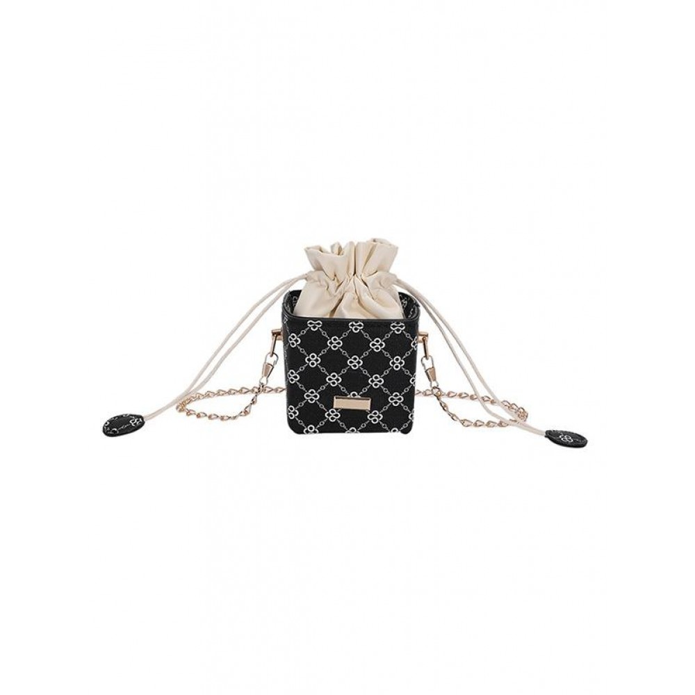 Patterned Chain Strap Mini Bucket Bag Patterned Chain Strap Mini Bucket Bag