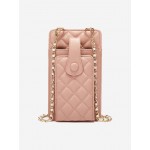 Rhombus Embroidered Chain Phone Bag
