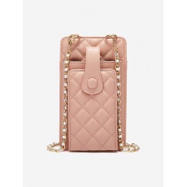 Rhombus Embroidered Chain Phone Bag