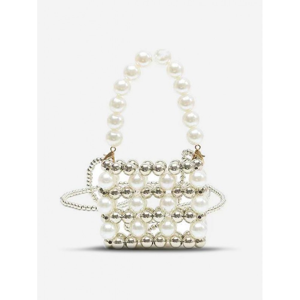 Handmade Faux Pearl Beading Mini Crossbody Bag Handmade Faux Pearl Beading Mini Crossbody Bag