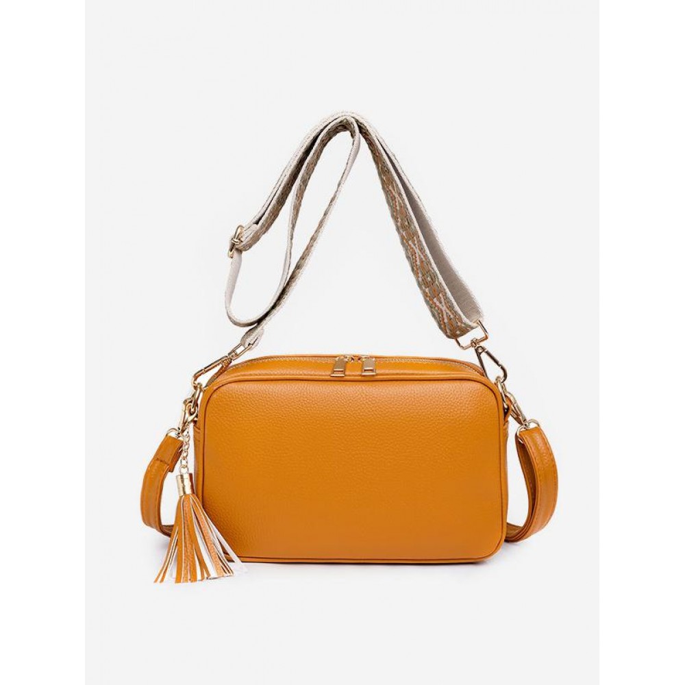 Tassels Decor Zipper Crossbody Bag Tassels Decor Zipper Crossbody Bag
