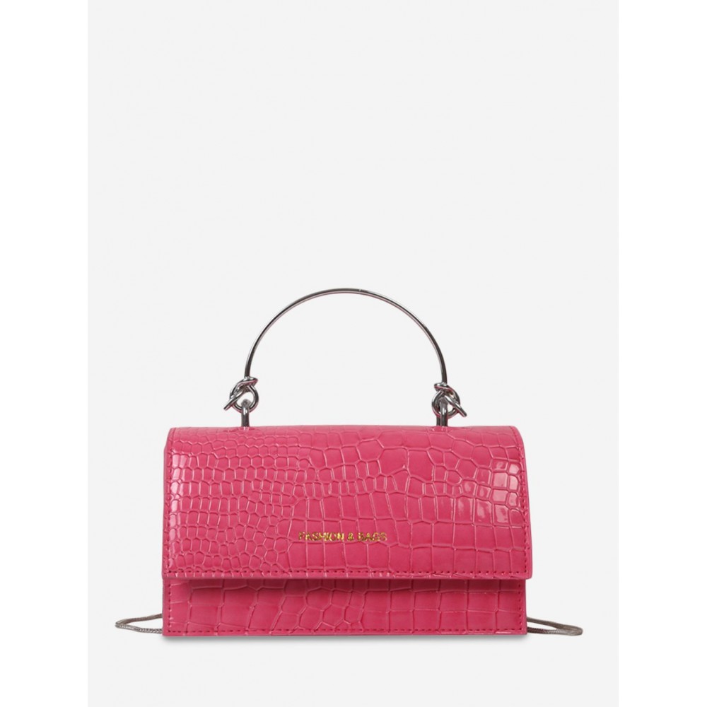 Women's Style Embossed Metal Chain Top Handle Flap Shoulder Bag Women's Style Embossed Metal Chain Top Handle Flap Shoulder Bag
