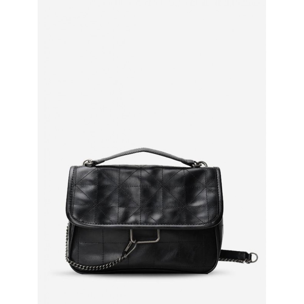 Women's Fashion Topstitching Design Metal Chain Decor Flap Shoulder Bag Women's Fashion Topstitching Design Metal Chain Decor Flap Shoulder Bag